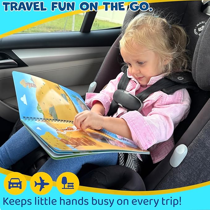 Reusable Sticker Book for Toddlers, 50 PCS Washable Jelly Stickers, 8 Play Scenes (7 Habitats) Animal Sticker Activity Book for Kids, Road Trip Travel Toys