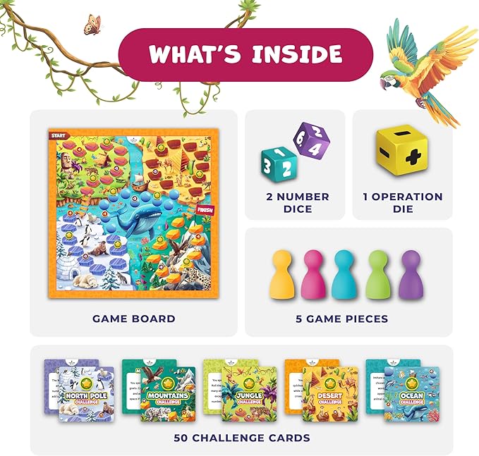 Clever Fox Play Number Hunter Math Board Game – Addition & Subtraction Math Game for Kids 5-7 Year Old – Fun Educational STEM Toy for 5+ Year Old, Kindergarten, 1st-3rd Grade, Homeschool & Family