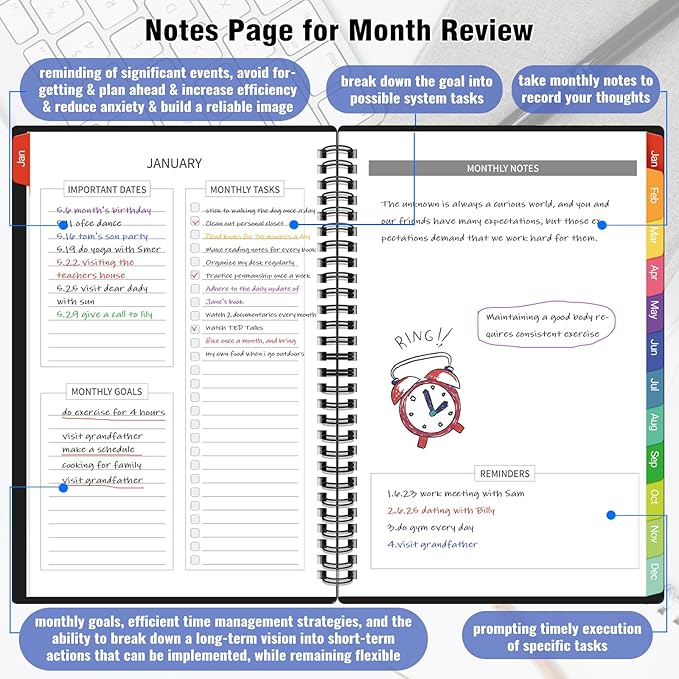 Monthly Planner 2026-2027(7.6'' x 10''), 18 Months Agenda Calendar Planner with Tabs & Pocket, Holidays, Note Pages, Time Management and Hit Your Goals, January 2026 - June 2027, 120GSM Thick Paper
