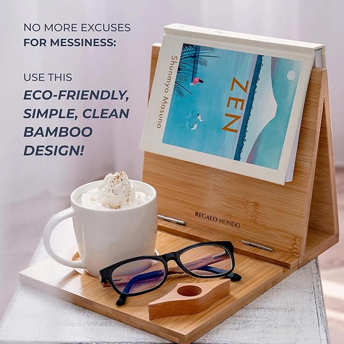 Bamboo Triangle Book Holder Stand – Perfect for Your Reading Nook – Ideal Gifts for Readers and Bookworms