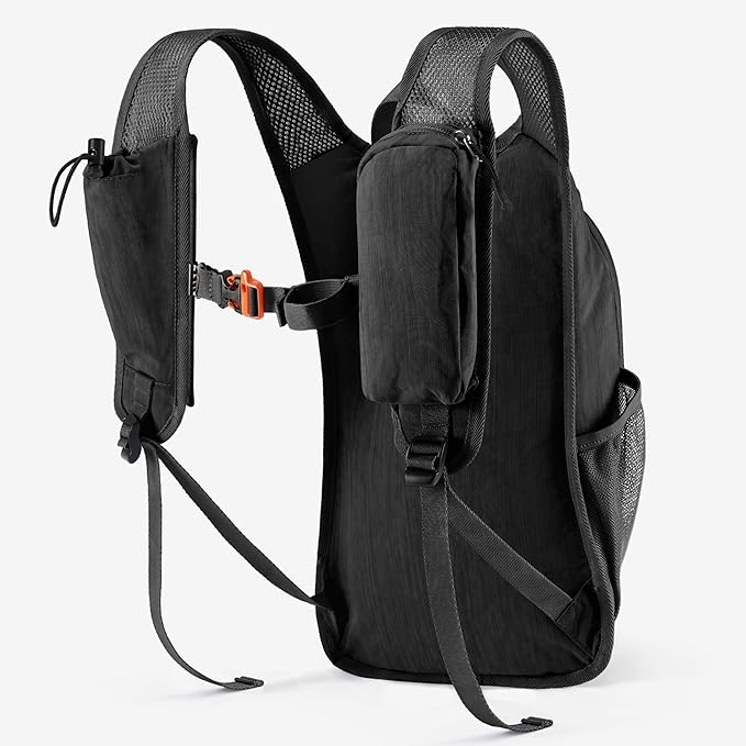 Uselike 10L Small Hiking Backpack Travel Daypack Lightweight Packable Back Pack for Women Men(Black)