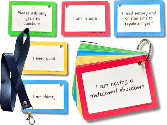 Plastic Communication Cards for ADHD and Autism, Special Needs Communication Aid for Non Verbal Adults and Children, Speech Delay Flash Cards