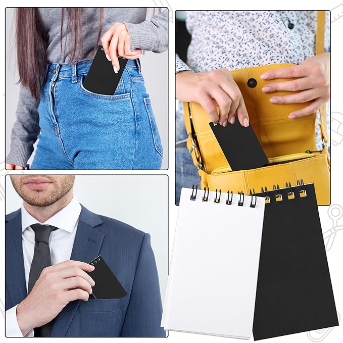 Hooqict 24 Pack Small Pocket Notebook Black Mini Notebooks Party Favors Bulk Spiral Notepads with Lined Pages, Memo Pads Pocket Size for Work, Office, Travel, Classroom, 3.9 x 2.4 Inches