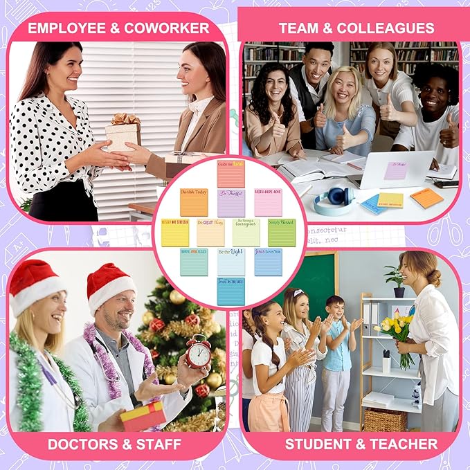 Yinder 24 Pcs Inspirational Sticky Notes Cute Motivational Sticky Notes Pad End of Year Employee Appreciation Gifts Bulk for Teacher Nurse Coworkers Office Supplies 3 x 3'' (Bible,Light Color)