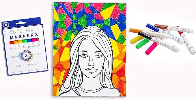 Color Swell Washable Markers Bulk Pack, 8 Vibrant Colors, Broad Line, Non-Toxic, 40 Sets (320 Total Markers), Ages 3+