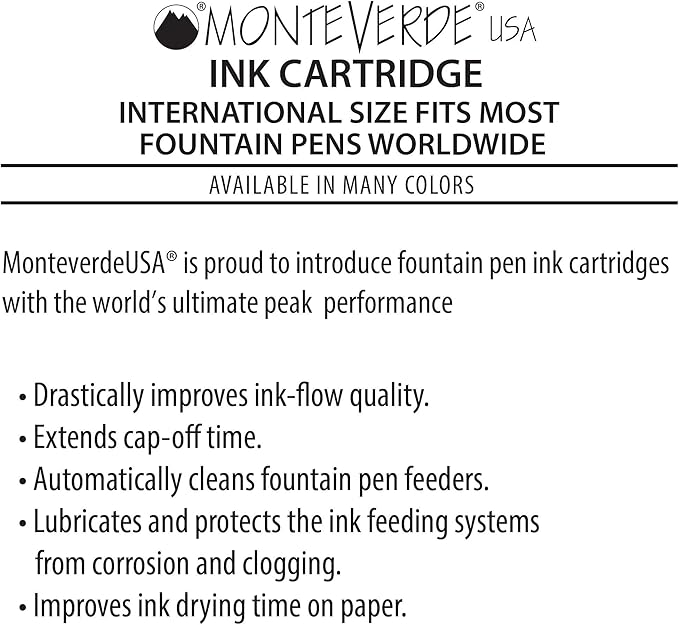 Monteverde Internatinal Size Cartridge to Fit Fountain Pens, Blue, 6 per Pack (G302BU)