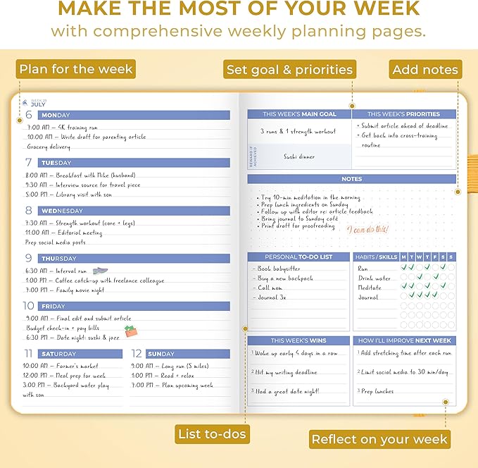 Clever Fox Planner 2nd Edition Dated Jan 2026-Jan 2027 – Colorful Weekly & Monthly Goal Setting Planner, Habit Trackers, Time Management and Productivity Organizer, Gratitude Journal, A5, Amber Yellow