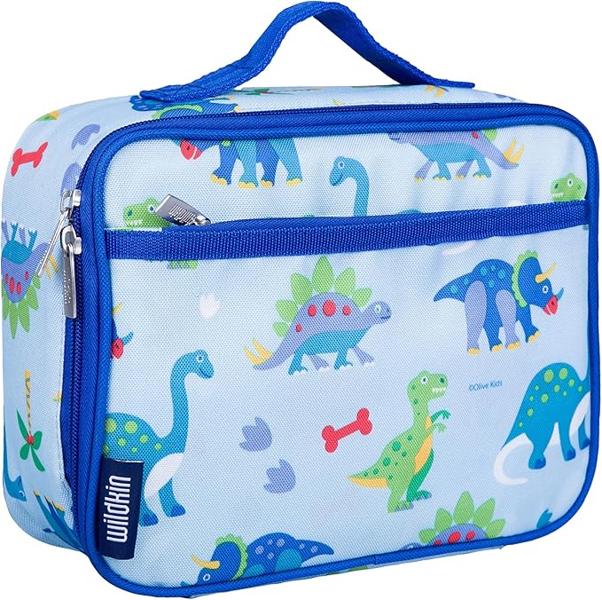 Wildkin Kids Insulated Lunch Box, Keeps Food Hot or Cold, BPA-Free with Mesh Pockets & Easy-Clean Lining – Ideal for School, Travel & Daycare – Dinosaur Land