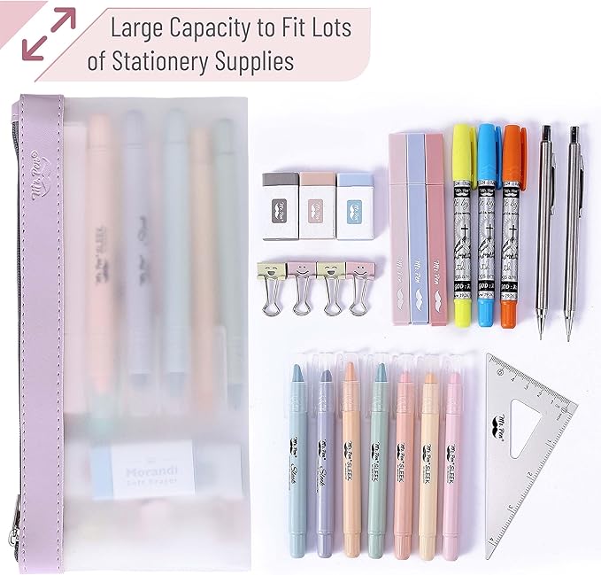 Mr. Pen- Clear Pencil Pouch, 8.50"x4.25", 3 Pack, Durable TPU Material, Medium Water-Resistant Pencil Bags with Smooth Zipper, Multipurpose Clear Pouch for Stationery, School, Office, Travel Supplies