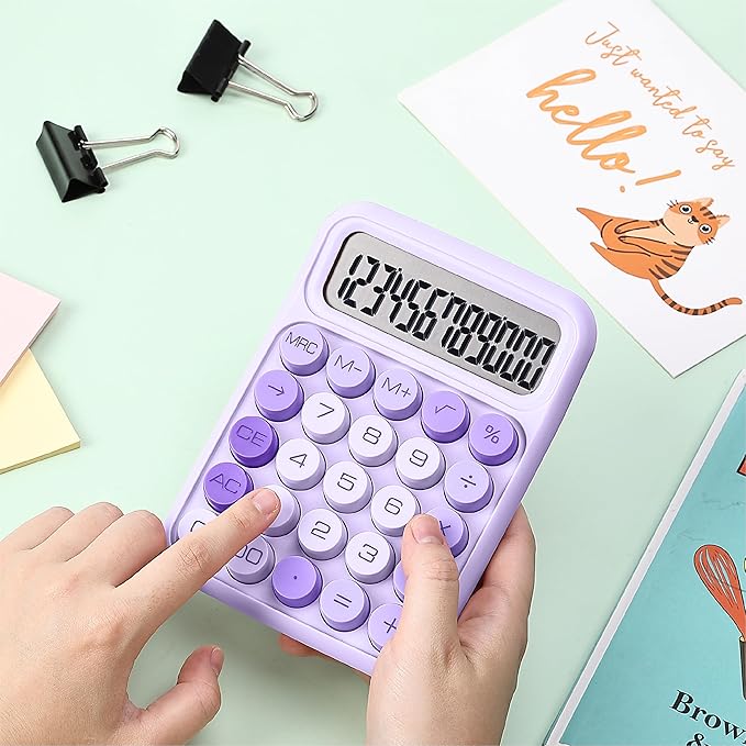 Mr. Pen- Mechanical Switch Calculator, 12 Digit Large LCD Display, Purple with Big Buttons, Mechanical Switch Calculator for Home, School, Office