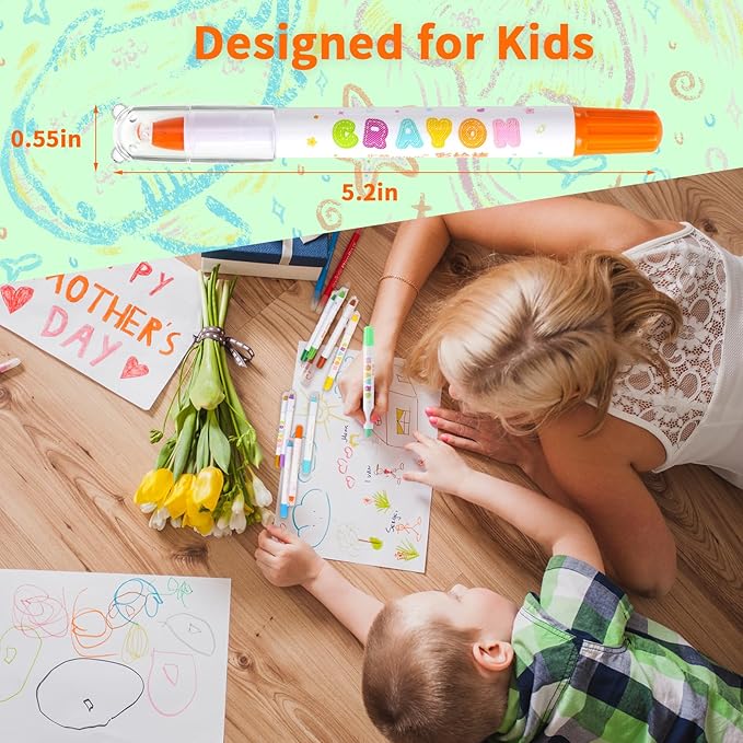 Prudiut 48 Color Silky Twistable Crayons, Washable Art Supplies, Multicultural Pastel Gel Crayons, Easy Grip Coloring Gift