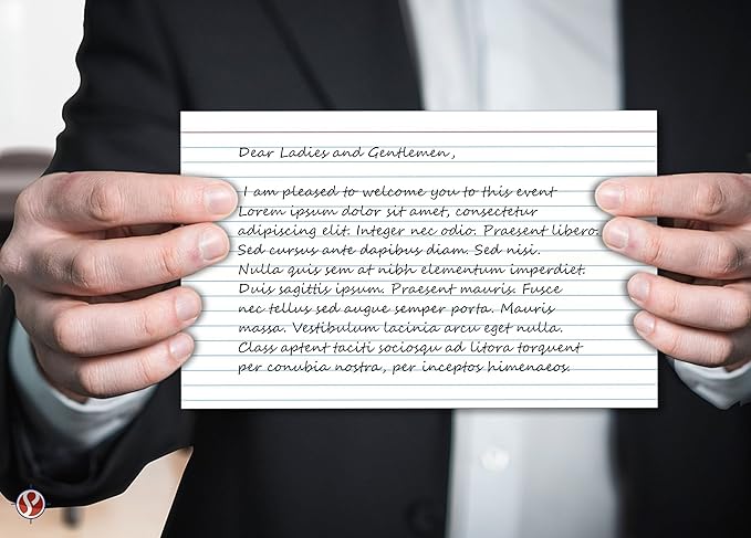 Ruled Index Cards, On 100lb. Heavyweight Thick White Cover Stock. "100 per pack" (4 x 6)