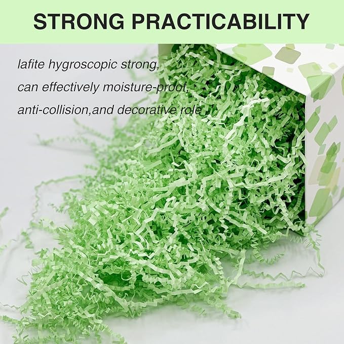 1LB Crinkle Cut Paper Shred Filler for Gift Box Bag and Basket On Easter Day(Light green)
