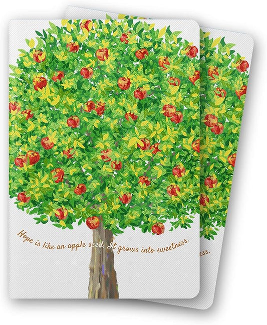 Stitched Composition Notebooks 2-Pack with Unique Art Designed Cover, A5 Lined Diary, Lay Flat Design, 80 Pages Workbooks, Thicked Paper Writes Smoothly for School and Office (Apple Tree)