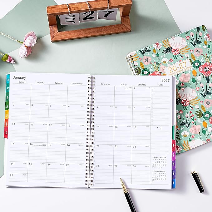 2026-2027 Planner - 2026-2027 Planner Weekly and Monthly, Jul.2026-Jun.2027, 8.5''x11'', Large Daily Blocks to Write, Academic Weekly Monthly Planners with Colorful Tabs, Inner Pocket