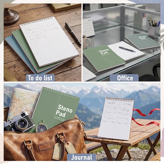 Eaasty 6 Pack Spiral Steno Pads Bulk Top Spiral Steno Notebooks