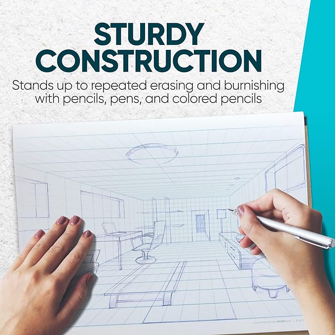 Koala Tools | Drawing Perspective (1 and 2-Point) Large Sketch Pad (1 Point - 9 x 12)