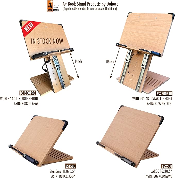BS1500 11.8x8.5 Portable Adjustable Foldable Bookstand Holder for Reading Hands Free Large Thick Heavy Textbooks Cookbooks Tablets