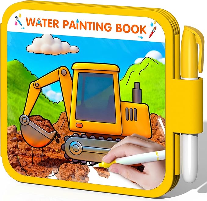 ZHOC Reusable Water Painting Books for Kids – Magic Water Reveal Coloring Books with Water Pens (Cars) No-Mess Coloring Book Fun Travel Activity for Ages 3 4 5 6 7 8