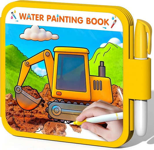 ZHOC Reusable Water Painting Books for Kids – Magic Water Reveal Coloring Books with Water Pens (Cars) No-Mess Coloring Book Fun Travel Activity for Ages 3 4 5 6 7 8