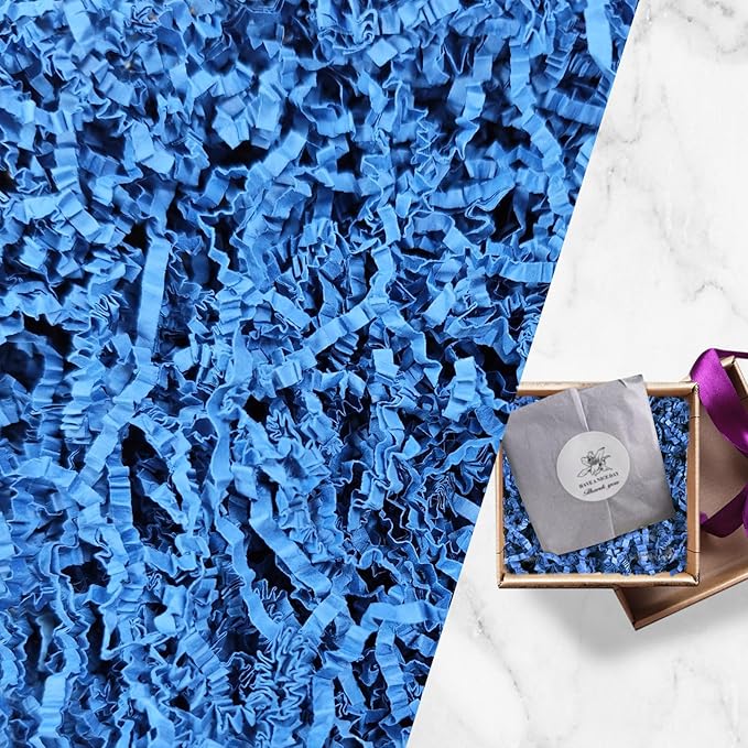 Gainspra 2 LB Crinkle Paper Filler for Gift: Shredded Wrapping for Gift Boxes or Wedding or Birthdays, Crinkle Cut Paper & Basket Stuffing Filler (Navy Blue)