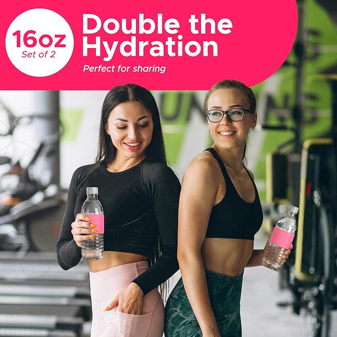 Copco Hydra 16.9 oz Water Bottle, Set of 2 – Leak Proof, BPA Free Tritan, Dishwasher Safe, Twist-Open Body, Non-Slip Silicone Grip, Perfect for Gym & Office & Outdoor Activities (Pink)