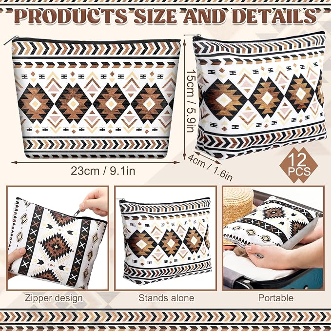 Reginary 12 Pcs Makeup Bags Cosmetic Bags with Zippers Party Favors Pouch Bulk Lovers Gifts for Women Birthday Stuff Supplies Travel Accessory
