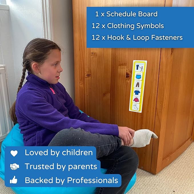 I Can Dress Myself - Daily Schedule - Premium Durable Plastic - Visual Schedule for Kids with Autism - 12 Clothing Cards - Autism Learning Materials – Special Education (English)