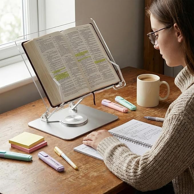Adjustable Acrylic Laptop Stand for Desk, Ergonomic Aluminum Laptop Riser, Computer Stand for Laptop, Book Holder, for iPad, Tablets, Compatible with MacBook,Sturdy Foldable Design with Swivel Base.