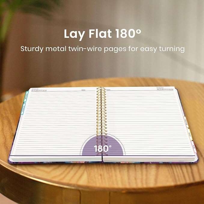 Taja Pretty Large Spiral Lined Notebook for Work with 5 Removable Dividers