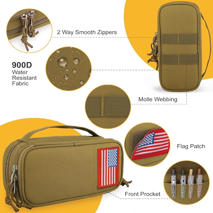 Tactical Pencil Case for Boy,Wide open Pen Pouch Bag with Handle for School | Marker Organizer Case Pen Box, Tool Bag Desk Organizer for School College Office Organizers for Kids Men Women Adult Teens