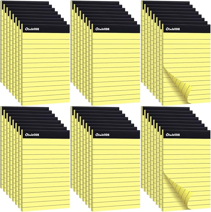 Oleitodh 4x6 Notepads – 48 Pack Yellow Memo Pads Small Writing Pads with Perforated Lined Pages, Mini Note Pads 30 Sheets per Lined Note Pads 4x6, Pocket Notepads for Office School Home Supplies