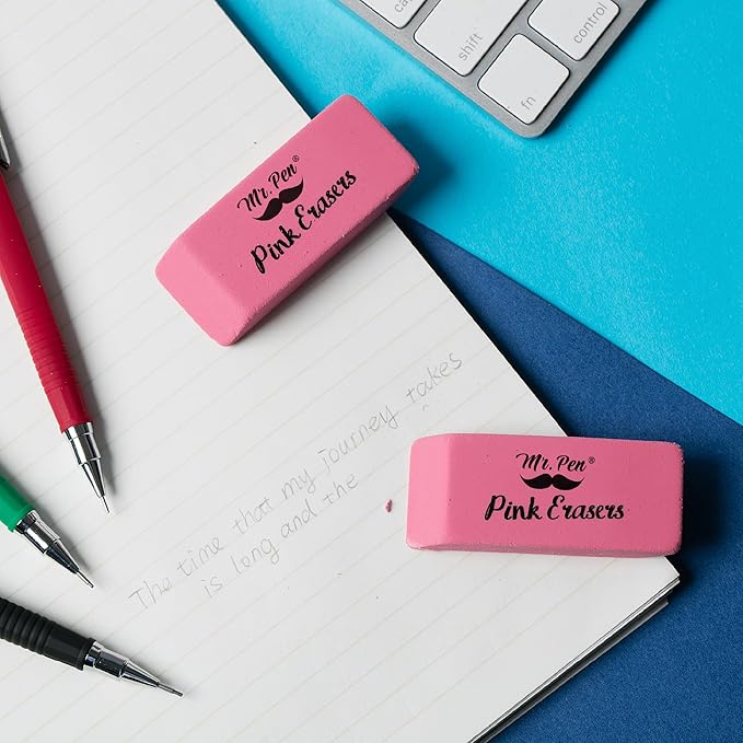 Mr. Pen- Pink Pencil Eraser Bulk, 24 Pack