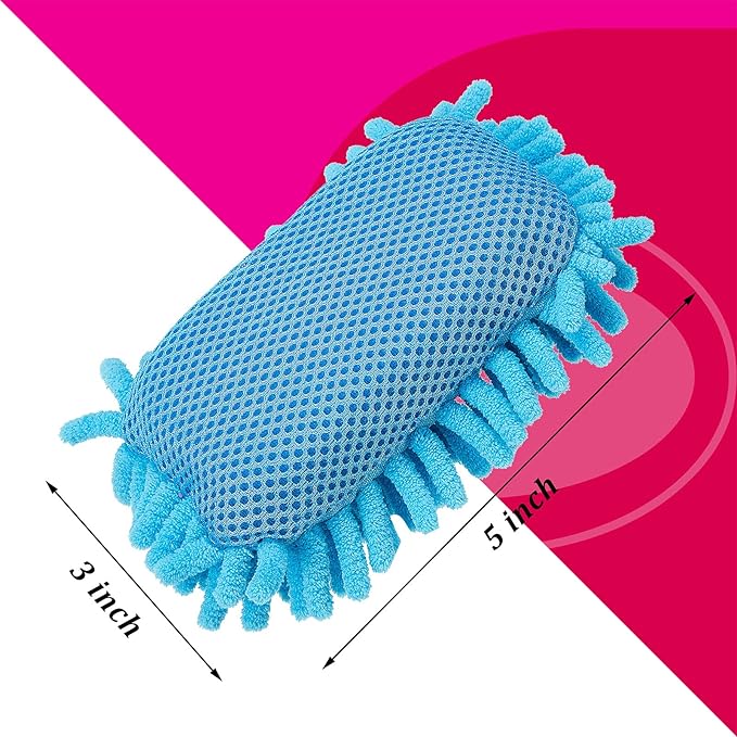 Zonon 4 Pieces Dry Erase Eraser Microfiber Shag Washable Whiteboard Eraser for Markers, Chalk, Home and Office (Blue,Pink)