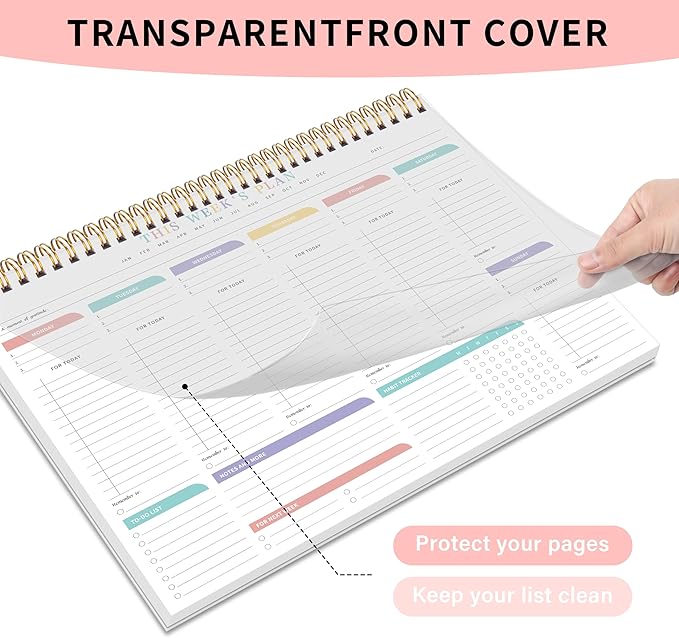 TREES Weekly To Do List Pad with 52 Undated Sheets（8.5"×11"）- Weekly Desk Notepad with Spiral Binding for Women & Man, Office, School and Home Personal Organizer