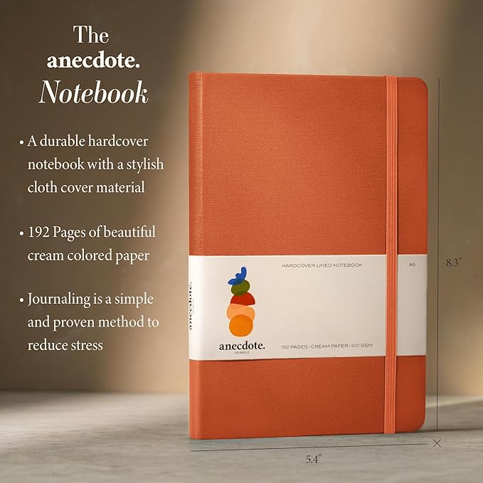 ANECDOTE. Lined Journal Notebook, 192 Pages, A5 size: 8.3" x 5.4", Thick 100 GSM Paper, Ruled, Hardcover. Journal for Women and Men, Perfect Notebook for School, Work and Travel (Nutmeg)
