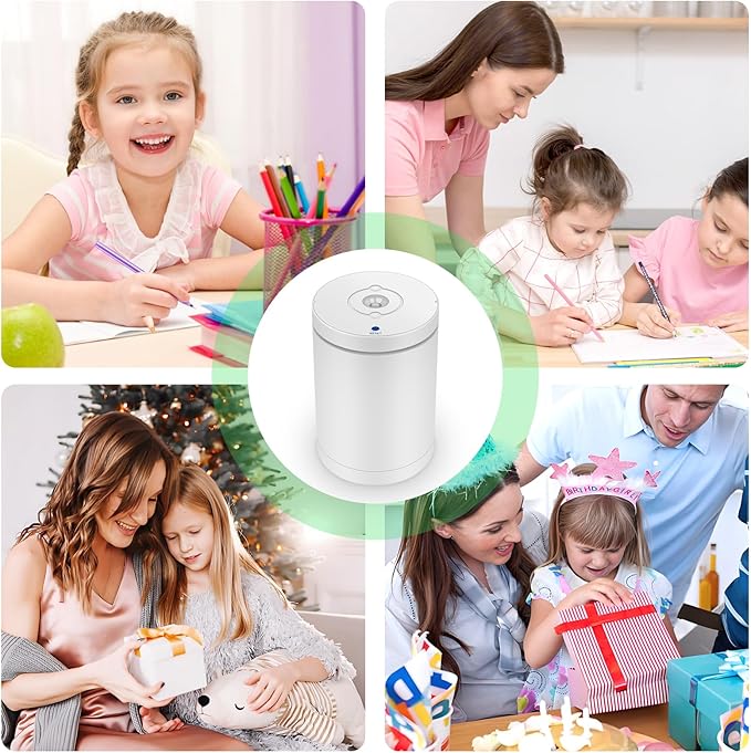 Fully Automatic Electric Pencil Sharpener,Rechargeable Smart Pencil Sharpener.Suitable for No. 2/Colored Pencils (6-8 mm),Applicable to School/Classroom/Office/Home(White)