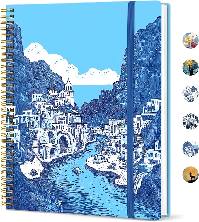 Taja Large Spiral Lined Journal for Women and Men, Notebook for Work