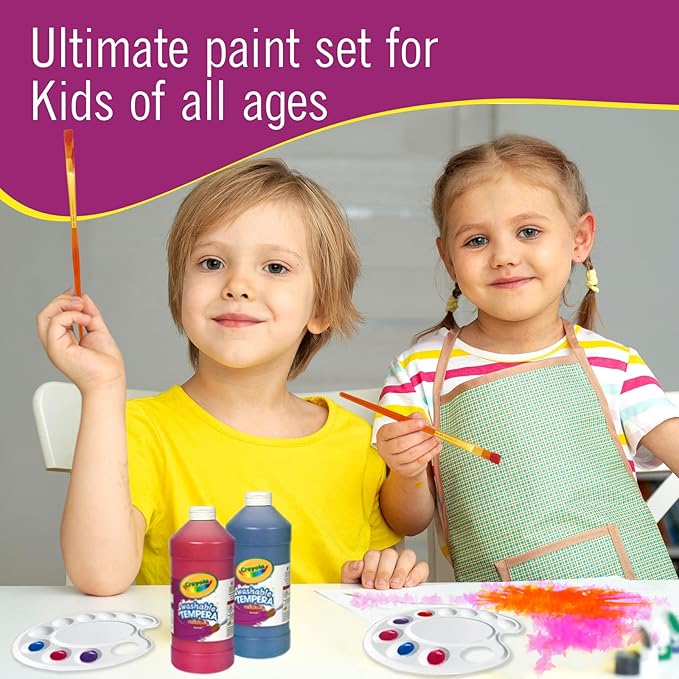 Kids Painting Set, Washable Paint for Kids with Pump Dispenser, Non Toxic Washable Finger Paints 16 oz Each Toddler Painting Supplies Gifting Bundle for Classroom