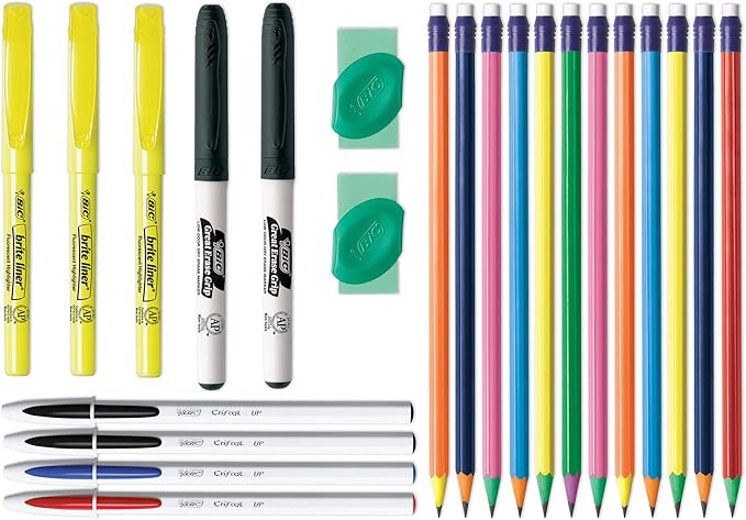BIC Student Kit; Assorted Stationery Essentials; 23 Count