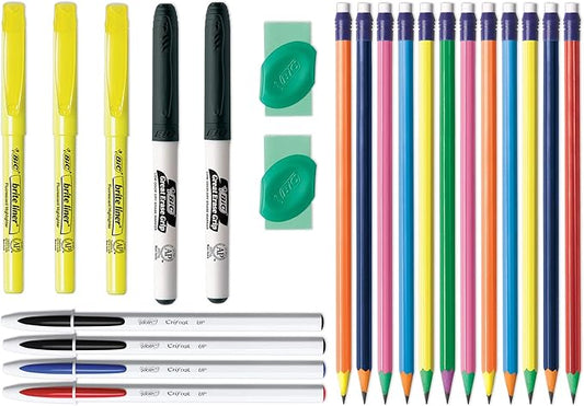 BIC Student Kit; Assorted Stationery Essentials; 23 Count
