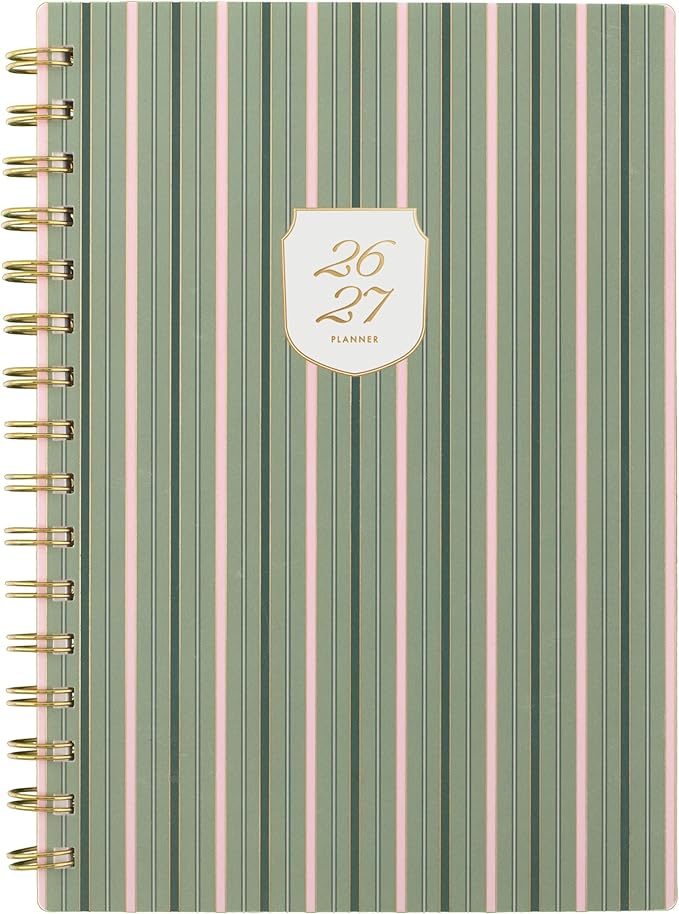 Cambridge Planner 2026-2027 Weekly & Monthly Academic 12-Month July-June, 5-1/2" x 8-1/2", Cherrywood Lane, Piper Stripe (CL19-200A)