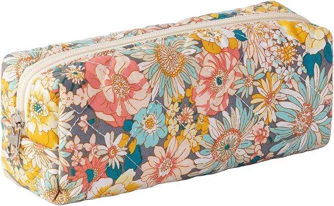 Pencil Case Office College School Storage Bag Pouch Holder Box Organizer Makeup Pouch Cosmetic Bag Aesthetic Cute Pen Case for Girls Boys Kids (Mixed flower)