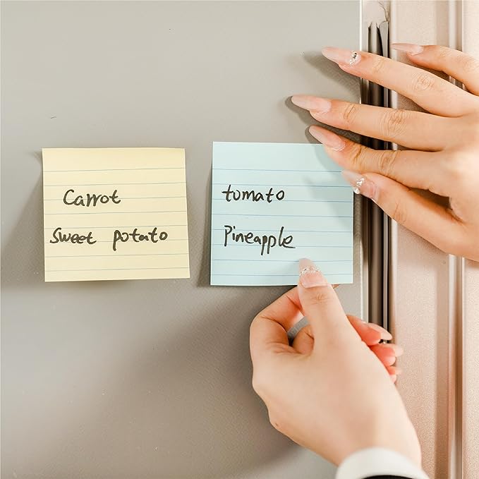 Mr. Pen- Lined Sticky Notes, 3" x 3", 6 Pads, 45 Sheets/Pad, Pastel Color, Sticky Notes with Lines, Ruled Post Stickies, Memo Pads, Self-Stick Note Pad for Office, School, Home, Study