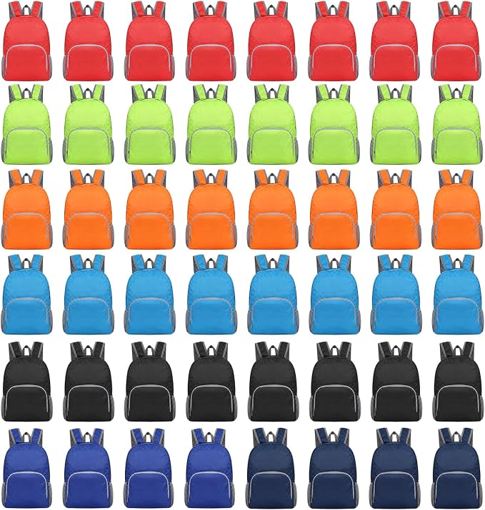48 Pcs Back to School Backpacks in Bulk Classic Colorful Foldable Backpacks Oxford Cloth Multi-Use Book Bags for Outdoor Travel Student School Supply 7 Colors