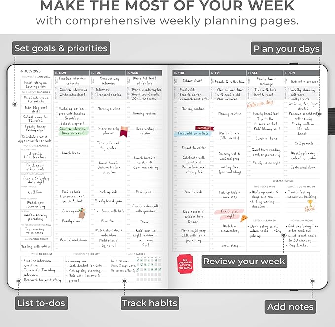 Clever Fox Planner PRO Schedule Dated (Jan 2026–Jan 2027) – Weekly & Monthly Life Planner with Time Slots, Appointment Book and Daily Organizer to Increase Productivity, A4 Hardcover – Black