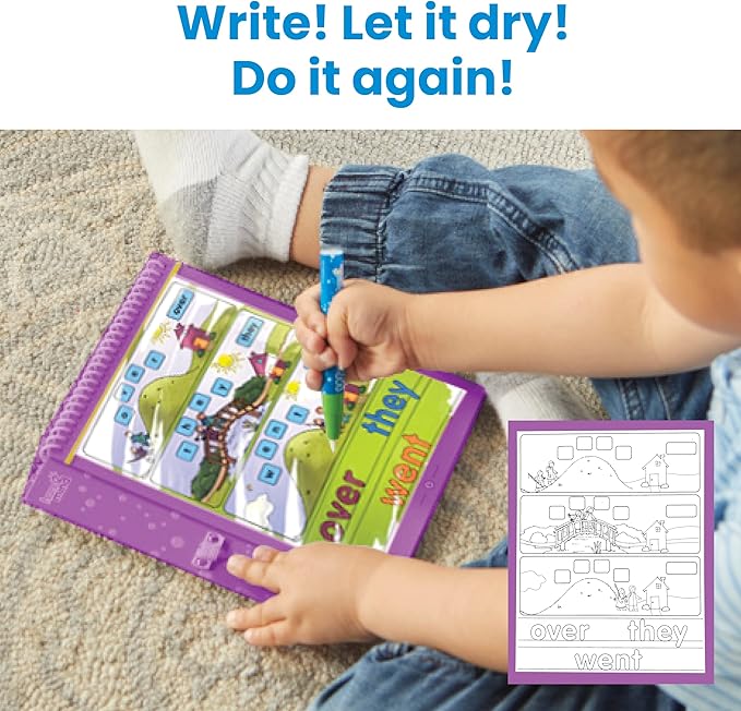 hand2mind Bob Books Water Workbook- Sight Words Kindergarten 3, Water Reveal Coloring Book for Toddlers, Mess Free Painting, Learn to Read, Quiet Time Activities for Kids 3-5, Kids Travel Must Haves