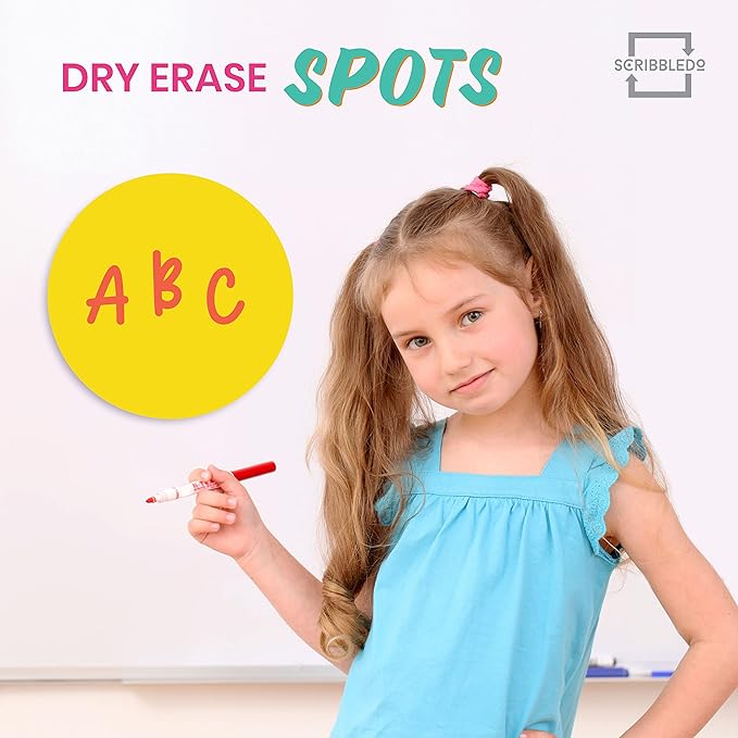 SCRIBBLEDO 8 Pack Dry Erase Dots 11 inch Colorful Dry Erase Circles for Tables Whiteboard Wall Removable Vinyl for School Classroom Teachers Students