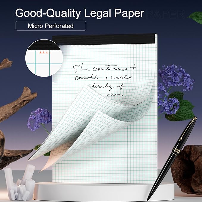 Graph Paper Pad 8.5 x 11 Grid Paper 4x4 Graphing Paper, 12 Pack Grid Paper Pad 30 Sheets per Notepad Graph Ruled Math Paper, Perforated Square Paper Pad 8.5'' x 11'' for Math/Design/Plan/Sketching