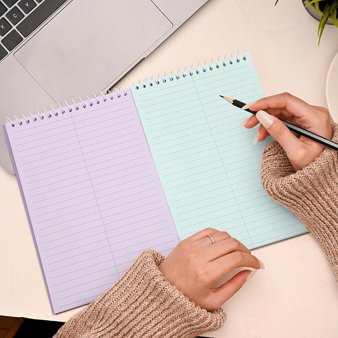 Lincia Top Spiral Steno Pads 6'' x 9'' Gregg Rule Inner Paper Steno Books Notebook Writing Pad for Note Taking in Office, University, College, Work(Mix Color,10 Pcs)